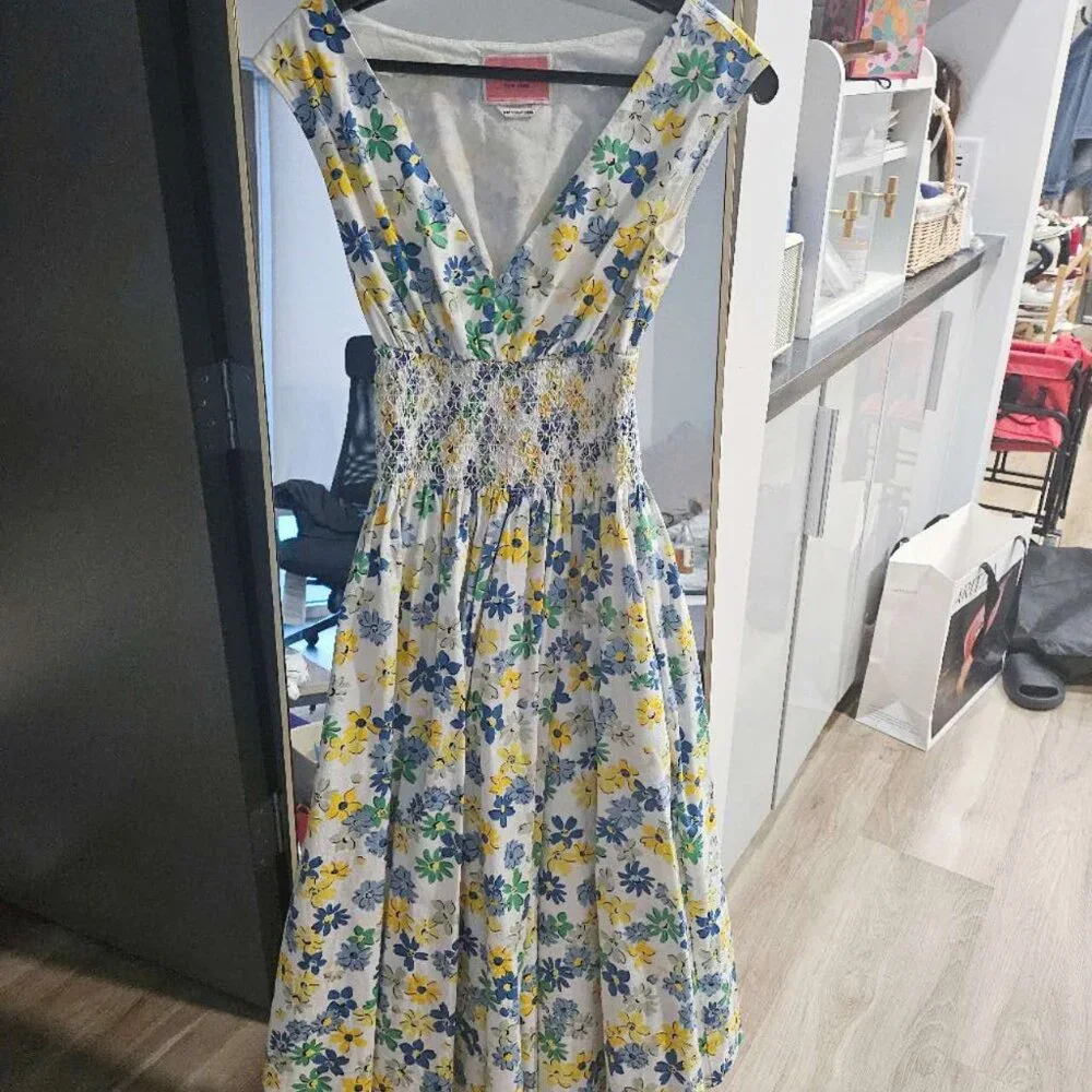 Kate Spade floral medley smocked waist dress